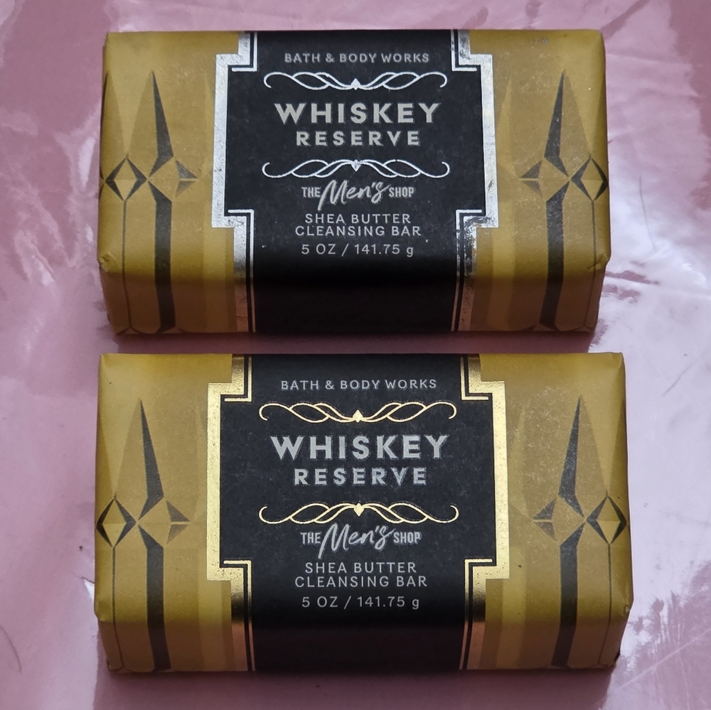 Bath & Body Works Men's Whiskey Reserve Shea Butter Bar Soap Set of 2 NEW Rare